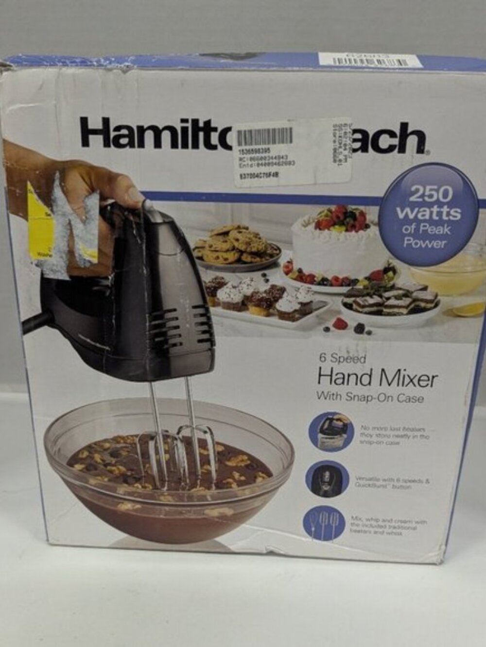 Hamilton Beach Hand Mixer | 6-Speed, 250W, Snap-On Case – Black